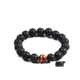 Kralen groothandel natuurlijke lava rotssteen verkoop kralen armband lavaston met tijger eye 8m mm ball drop levering sieraden armbanden dhbzr