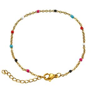 Largeur de perles 1,5 mm en acier inoxydable émail Satellite Perle Câble de liaison Câble Bracelet avec des bijoux en perles de ton coloré pour la mode de la mode 240423