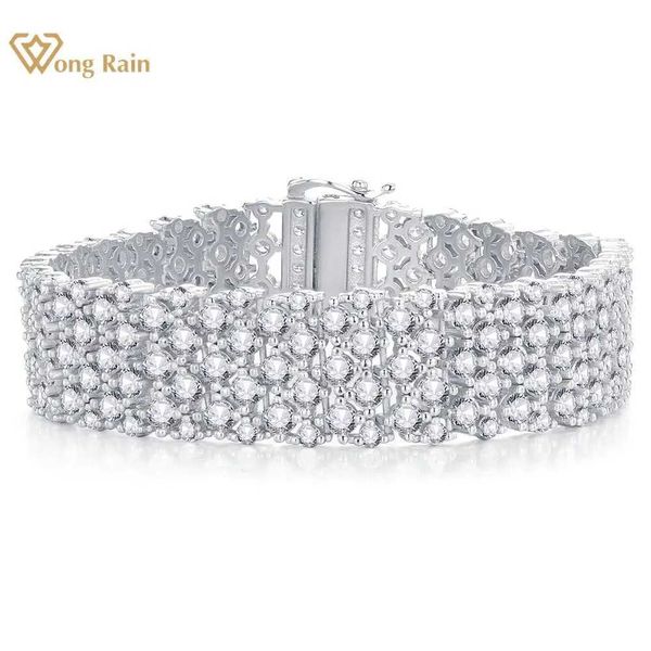 Perle wong rain luxury 100% 925 sterling argent 14 mm lab blanc sapphire gemmstone femme bracelets bracele wedding fête fine bijoux 240423