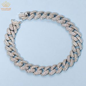 Perlé WUIHA Hip Hop Rock solide 925 argent Sterling créé diamants Cuba Bracelets pour hommes femmes bijoux fins goutte 230424