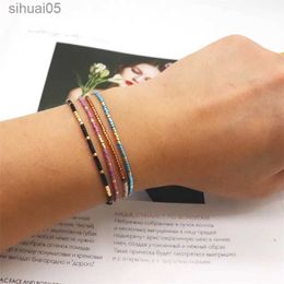 ZHONGVI Eenvoudige Armband Miyuki Kralen Handgemaakte Zwart Glas Steen Armbanden Voor Vrouwen Boho Verstelbaar Touw Dame Sieraden Groothandel YQ240226