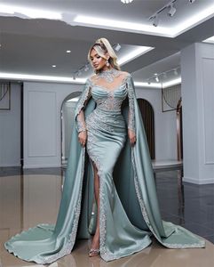 Robes de soirée sirène perles avec longues robes de bal de bal de célébrité plus en dentelle plus taille Robe de soirée