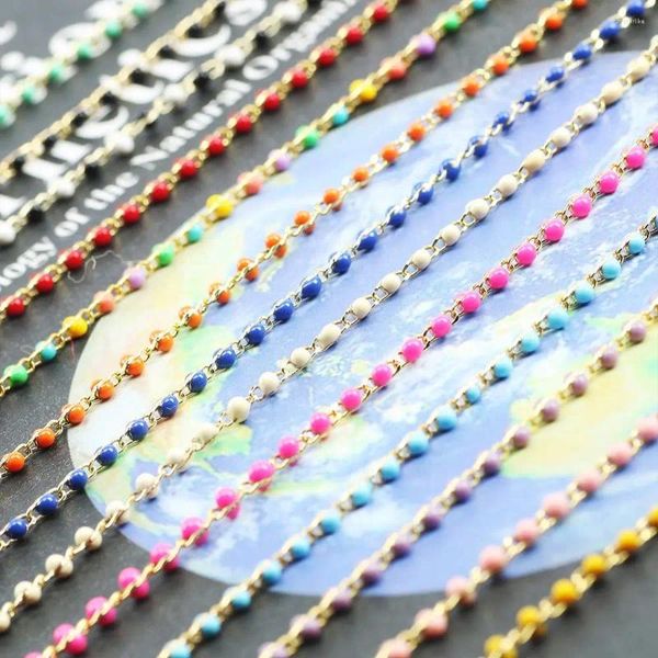 Perles rondes de 1 mètre, pierre de chapelet enveloppée de fil d'or fait à la main pour la fabrication de bijoux, chaînes de bricolage, colliers, Bracelets, bracelets de cheville, accessoires