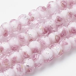 Perles 1 brin fleur intérieure or sable fait à la main perle de lampe à facettes Rondelle bracelet entretoise collier boucle d'oreille bijoux à bricoler soi-même 8mm 10mm 12mm