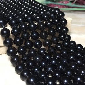 Cuentas 1 cuerda Natural Morion Beads Geads Black Quartz Rock Crystal Beads 6 mm 8 mm 10 mm 12 mm Beads sueltos para joyas DIY 15.5 