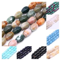 Perles 10 14mm pierre naturelle colorée perle cristal grès en forme de baril en vrac pour la fabrication de bijoux bracelet à bricoler soi-même collier 15"