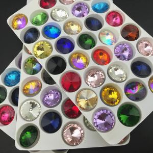 Perles 10 MM verre cristal Rivoli lâche rond strass Pointback fantaisie pierre perles bijoux