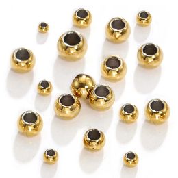 Perles 100pcs 28 mm en acier inoxydable Gold Couleur Color Perles charme de perles de bricolage bricolage Bracelets Collier Perles pour les bijoux Charmes