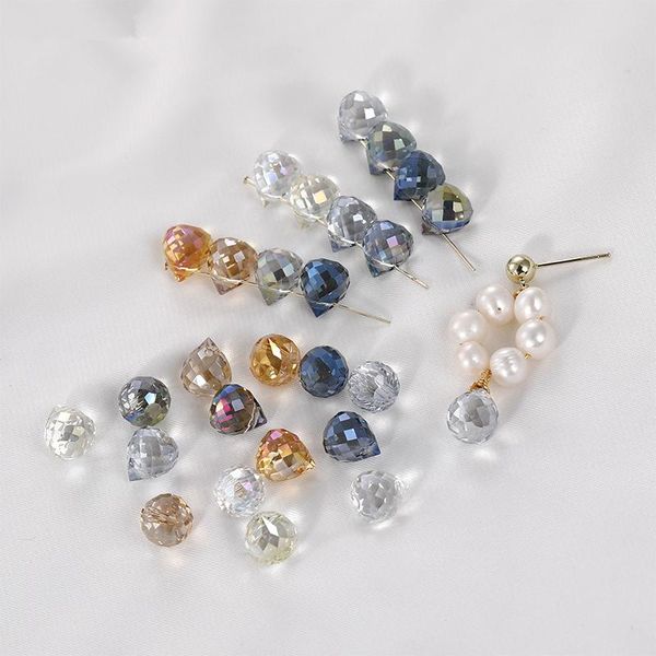 Perles 100 pcs/lot géométrie gouttelettes d'eau forme couleur perles de verre bijoux à bricoler soi-même boucle d'oreille/bracelet pendentifs accessoire