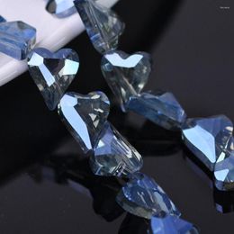 Perles 10 pièces 22mm forme de coeur diagonale plaqué couleur cristal à facettes verre Lot en vrac pour la fabrication de bijoux à bricoler soi-même