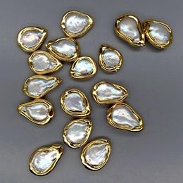 Perles 10 pièces de perles blanches de culture d'eau douce en forme de goutte d'eau, connecteur de lunette en métal