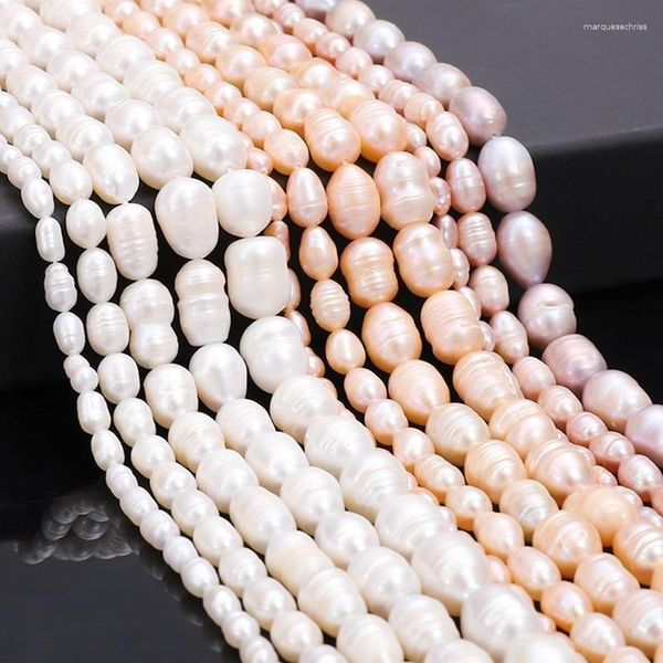 Perles 10 pcs/lot perle d'eau douce forme de riz blanc pour la fabrication de bijoux entretoise en vrac bracelet à bricoler soi-même collier en gros