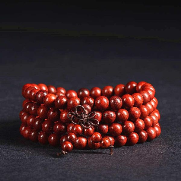 Cuentas 10 Uds pulseras de sándalo rojo africano Natural 6/8mm budista 108 cuentas de oración Mala envío gratis