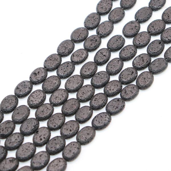 Perles 13 18mm lave volcanique pierre naturelle perle roche noire forme ovale espace libre pour la fabrication de bijoux collier à faire soi-même