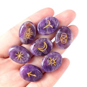 Beads 13pcs/set Witch Rune Natural Stones Set grabado de cristal ovalado agata para adivinación dowsing meditación balanceando dones espirituales