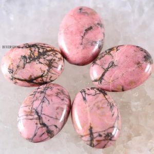 Kralen 18x25MM15x20MM CAB Cabochon 5 Stuks Ovale Natuursteen Kraal Voor Maken Ketting Armband Oorbellen Roze Rhodoniet K568