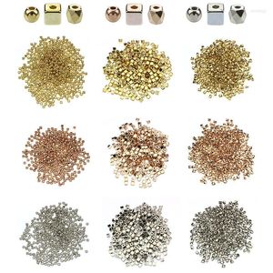 Perles 1 paquet de 500 pièces, argent or rond carré entretoise européenne plate pour la fabrication de bijoux à bricoler soi-même, accessoires de Bracelet, vente en gros