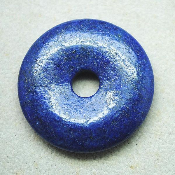 Cuentas, 1 Uds., colgantes de piedra lapislázuli natural, forma de Donuts, 25MM, 30MM, 40MM, 50MM, para collar de mujer, accesorios, moda superior