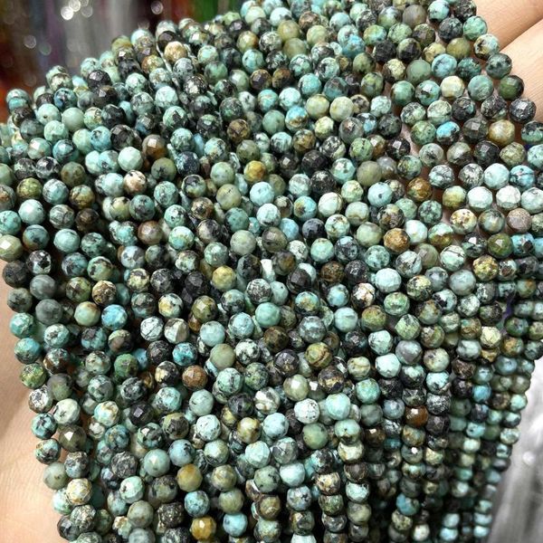 Cuentas de 2, 3 y 4mm, gema de turquesas africanas facetadas naturales, piedra espaciadora suelta para fabricación de joyería, accesorios para collar y pulsera DIY