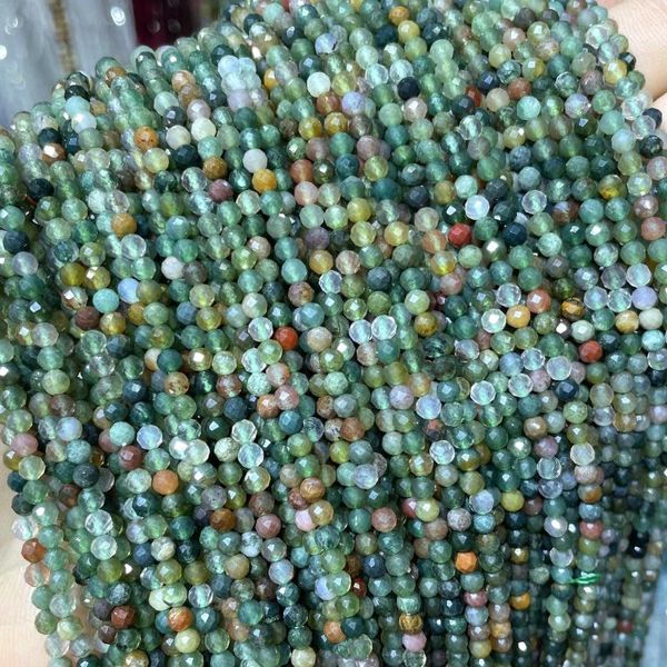 Perles d'agates indiennes à facettes naturelles de 2, 3 et 4mm, pierres d'espacement amples pour la fabrication de bijoux, accessoires de bricolage de bracelets, de colliers et de boucles d'oreilles