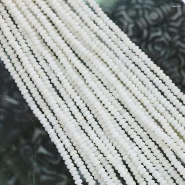 Perles 2 4mm mode pierre naturelle blanc Jades boulier Rondelle à facettes calcédoine bijoux à bricoler soi-même en vrac 15 pouces B586