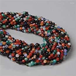 Perles 2023 vente en gros pierre naturelle multicolore Agates à facettes pour la fabrication de bijoux perles bracelet à bricoler soi-même collier 3mm 4mm