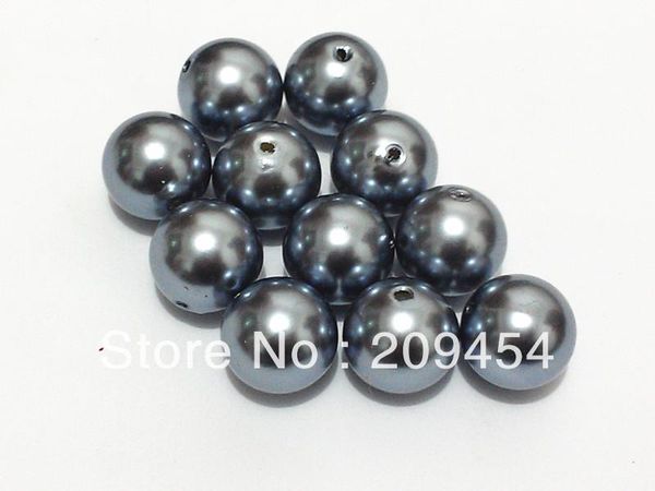 Cuentas 20mm 100 unids/lote cuentas acrílicas de perlas de imitación redondas gruesas de color gris oscuro para hacer joyas para niños