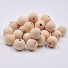 Perles 20mm 200 pièces boule naturelle ronde entretoise perles en bois écologique Nature couleur breloques en bois perles breloques sans plomb