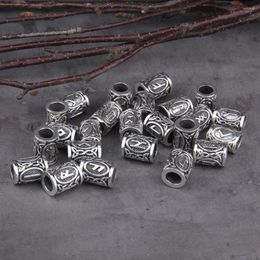 Cuentas 24 Uds mezcla de pelo plateado trenza barba rastas anillos tubo vikingo diseño de patrón de runas para accesorios de estilismo DIY