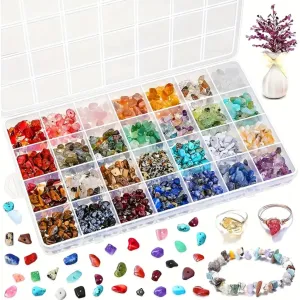Cuentas de 28 colores, cuentas de cristal y ágata lazurita, turquesa para hacer joyas, cuentas de cristal para hacer anillos