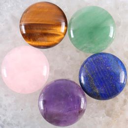 Kralen 2 stks/perceel 30 mm ronde cabochon natuursteen goud tijger oog roze kristal kwarts geen geboorde gat kraal voor sieraden maken armband