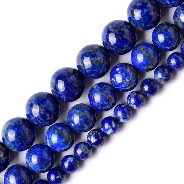 Perles 3-16mm naturel bleu Lapis Lazuli pierre ronde entretoise bricolage en vrac pour la fabrication de bijoux accessoires 15 ''femmes cadeau