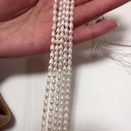 Perline da 3,54 mm AAA all'ingrosso filo di perle d'acqua dolce a forma di riso per la creazione di gioielli