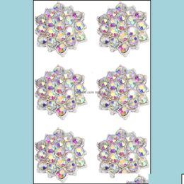 Perles 30 pièces 12Mm fleur alliage strass bouton Flatback Ab cristal métal embellissements bijoux à bricoler soi-même faisant cheveux mariage embellissement Dhp71