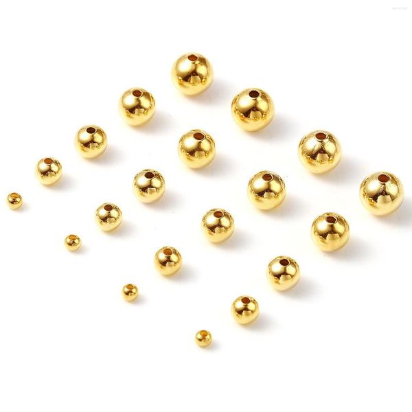 Perles 3mm 5mm 6mm 7mm 8mm cuivre or rempli boule ronde métal entretoise en vrac bricolage faisant collier bijoux cadeaux 5-20 pièces