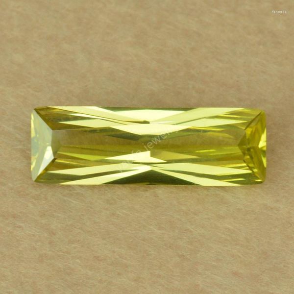 Perles 3x7mm-5X30mm couleur jaune olive pierre CZ en vrac forme de Baguette allongée princesse coupe zircon cubique gemmes synthétiques