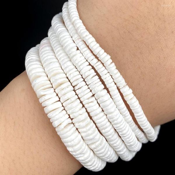 Cuentas de 4/6/8mm, espaciador de cuentas de concha de perla redonda plana blanca Natural para fabricación de joyería Diy, collar, pulsera, Rondelle, accesorios