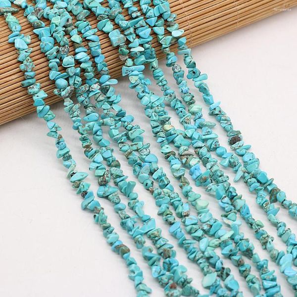 Perles 40cm Naturel Bleu Turquoises Pierre Irrégulière Puces Gravier Lâche Pour Femmes Bracelet Bijoux Accessoires Taille 3x5-4x6mm