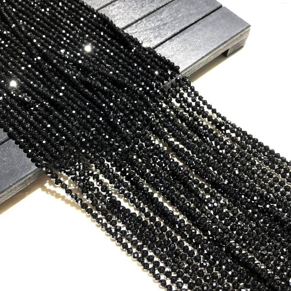 Perles 4mm prix usine pierre naturelle petite Section spinelles noirs perle en vrac pour bijoux gemmes faisant bracelet à bricoler soi-même collier