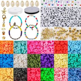 Cuentas 5000 piezas de arcilla Heishi utilizadas para hacer joyas, letra, 6 mm, espaciador circular plano, kit en forma de corazón