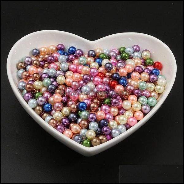 Perles 500G / Set 3/4/6/8 / 10Mm Rond Mti Couleur Sans Trou Acrylique Imitation Perle Perles Lâche Pour Bricolage Scrapbook Décoration Artisanat Faire 5 Dh32N