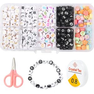 Kit de lettres de l'alphabet doré coloré, 500 pièces/lot, 4x7mm, pour Bracelets nominatifs, Kits de fabrication de bijoux, cadeau pour enfants, ample