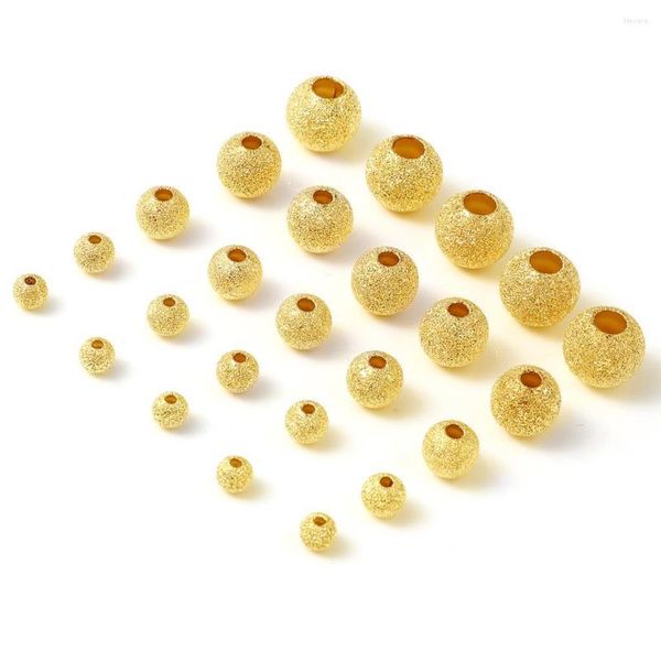 Perles 5 mm 6 mm 8 mm 10 mm 12 mm en cuivre or rempli rond Sparkust libre entre métal bricolage Bijoux de collier 5-10pcs 5-10pcs