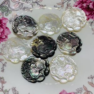 Perles 5 pièces/lot 40MM, carpe sculptée en trois dimensions, étiquette de Lotus, coquille de nacre naturelle pour bijoux faits à la main, bricolage
