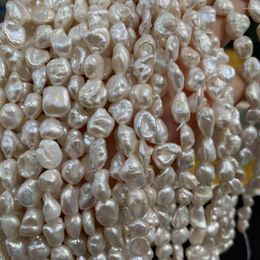 Cuentas de 6-10MM botón cultivado en agua dulce Natural perlas sueltas perlas reales para DIY Charm pulsera collar fabricación de joyas 36cm
