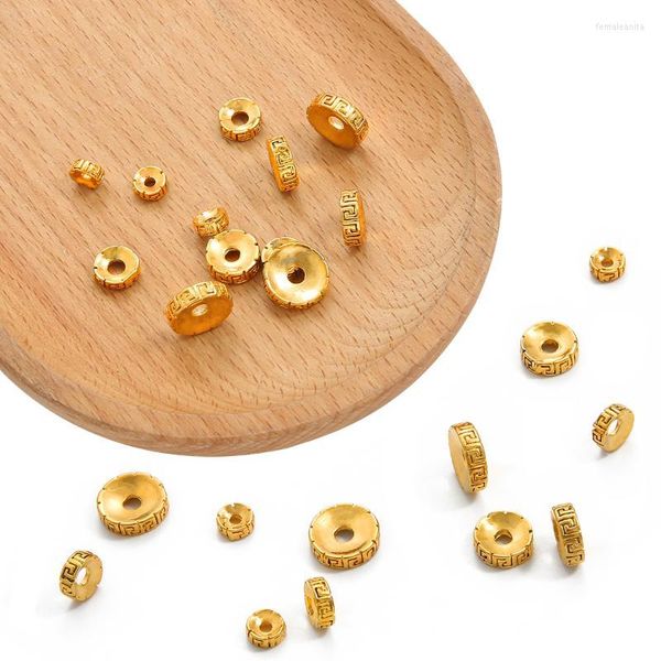 Perles 6/8/10/12mm 24K plaqué or laiton entretoise en vrac Septa en métal pour la fabrication de bijoux bricolage bracelets porte-bonheur collier accessoires