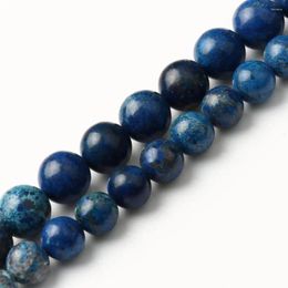 Kralen 6/8/10 Mm Natuurlijke Zeesediment Donkerblauwe Keizerlijke Turkoois Ronde Jaspers Voor Sieraden Maken DIY Charms Armband benodigdheden