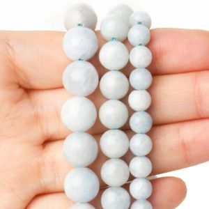 Perles 6/8 / 10 mm AAA CELESTITE Perles en pierre naturelle Round Perles d'espaceur en vrac pour les bijoux Making DIY Gift Charms Bracelets Accessory 15 ''