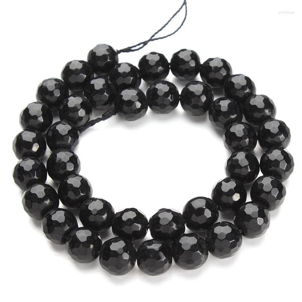 Perles 6/8/10mm pierre naturelle perle en tranches Agate noire pour bijoux couture collier Bracelet bricolage accessoires en gros