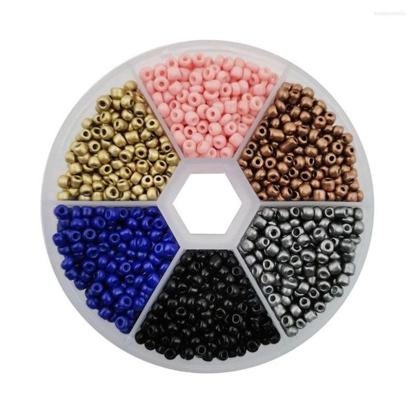 Perles 6 Grilles Creux Verre Millet Ensemble Rideau Pendentif Rond Multicolore Cristal À La Main Collier Bracelet Faisant La Boîte